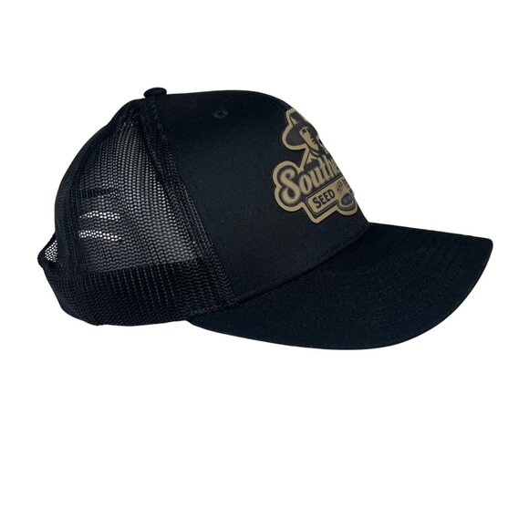 Richardson Trucker Hat Style Southern Seed & Feed Mens Black Snapback Hat - Picture 2 of 8